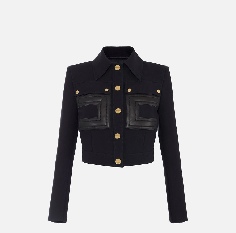 Giacca in doppio crêpe con dettagli logo