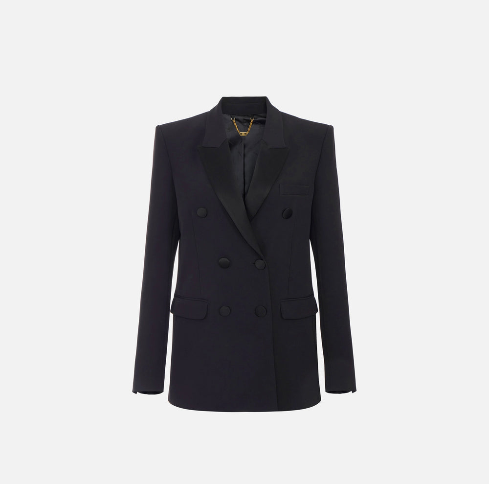 Giacca in crêpe leggero con dettagli in raso