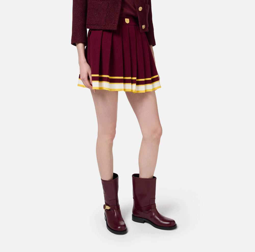 Falten-Minirock aus Viskose im College-Stil