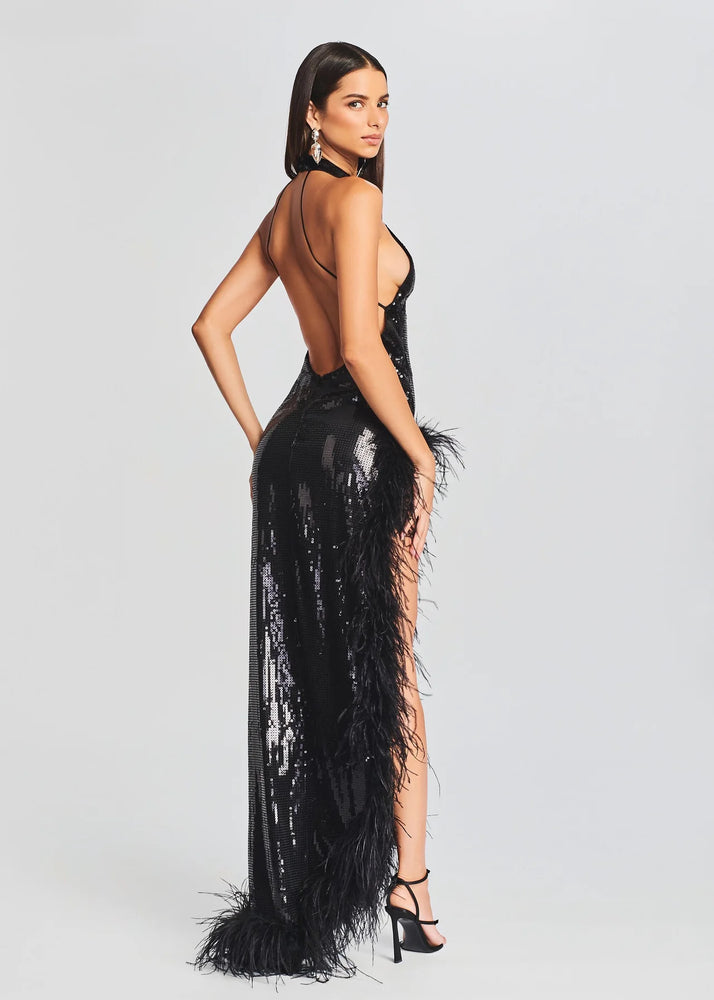 VIXEN SEQUIN FEATHER DRESS