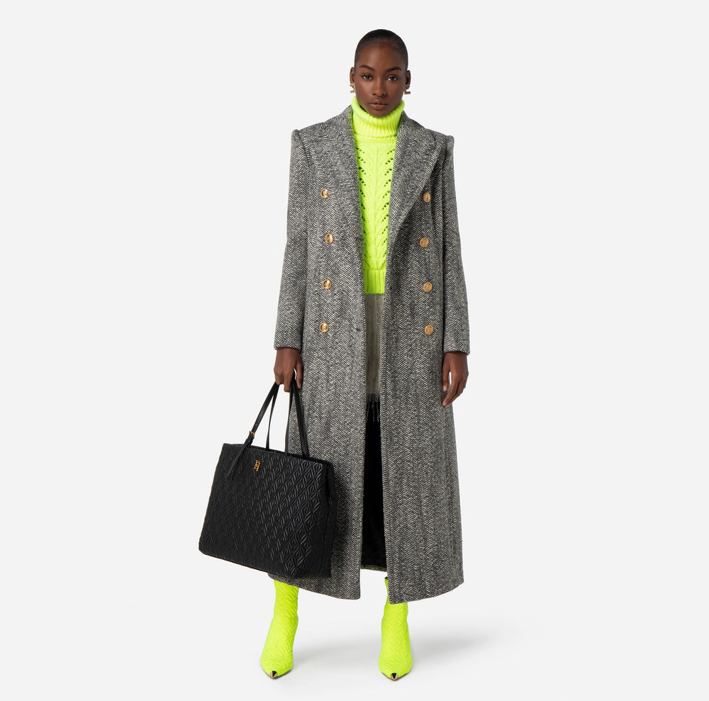 Gerade geschnittener Mantel aus Bouclé-Wolle