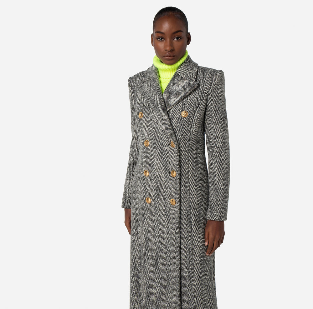 Gerade geschnittener Mantel aus Bouclé-Wolle