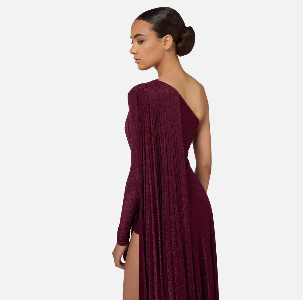Einschultriges Red Carpet-Kleid aus plissiertem Lurex-Jersey