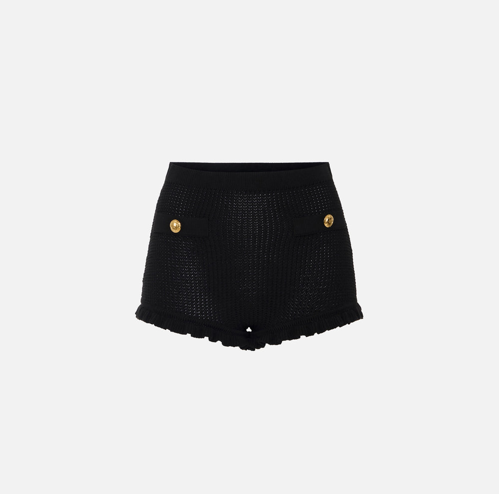 Strick-Shorts mit Logo-Knöpfen