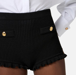 Strick-Shorts mit Logo-Knöpfen
