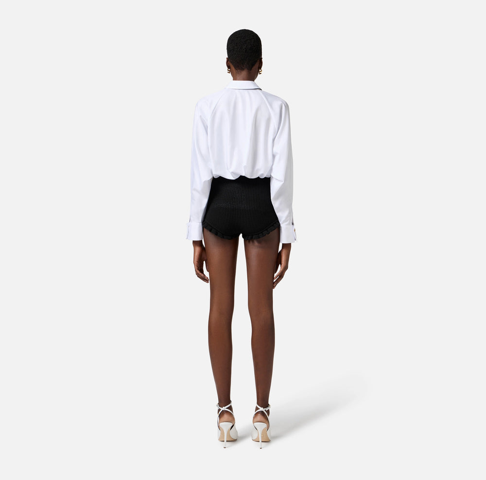 Strick-Shorts mit Logo-Knöpfen