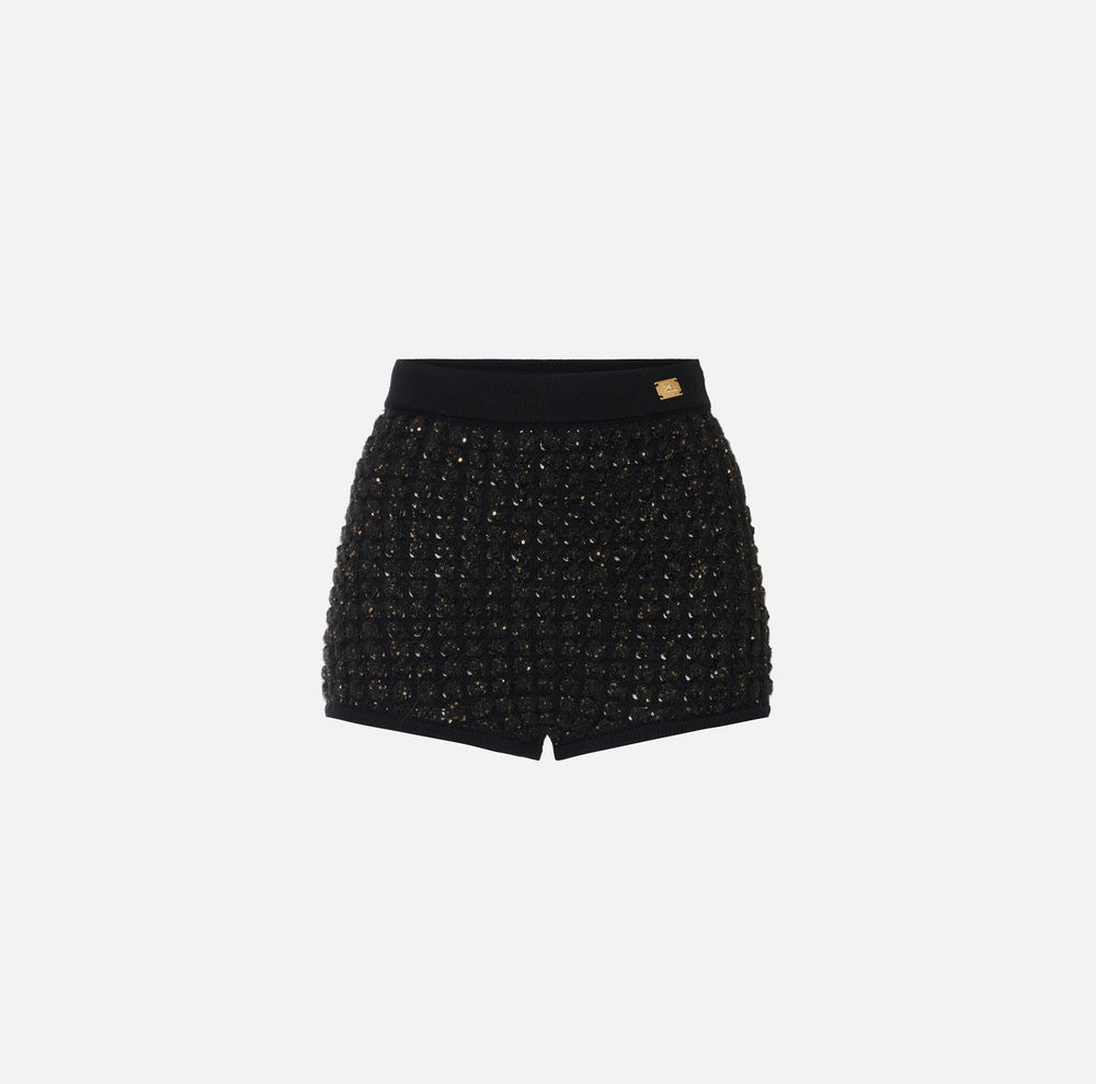 Shorts aus Bouclé mit Pailletten