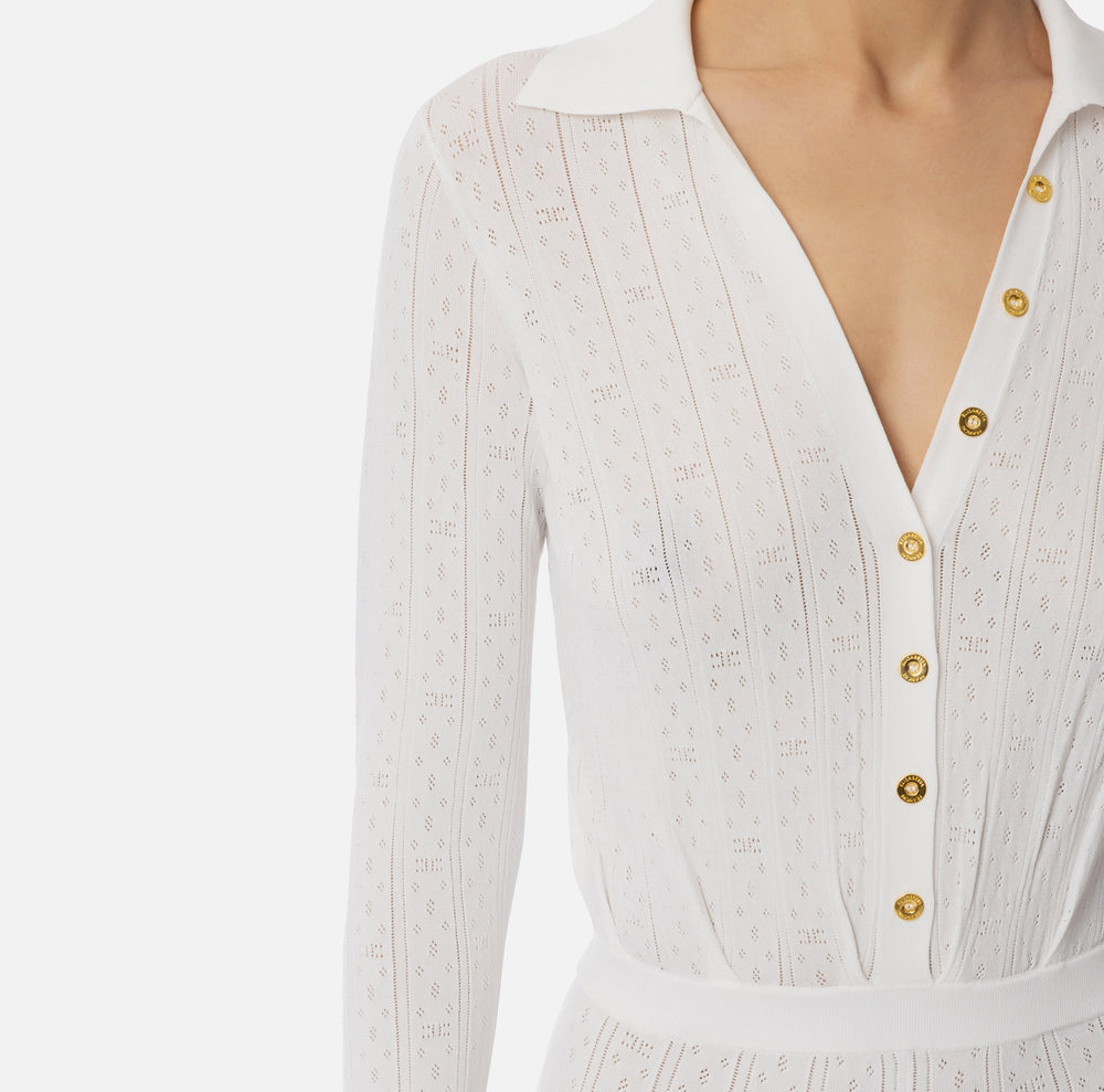 Strick-Jumpsuit mit Ajour-Stickereien