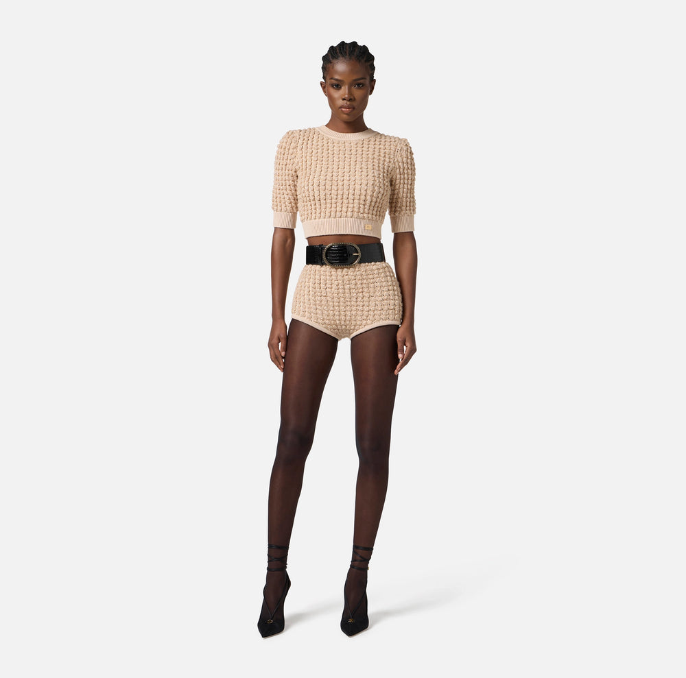 Top aus Bouclé mit Pailletten