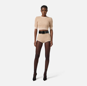 Top aus Bouclé mit Pailletten