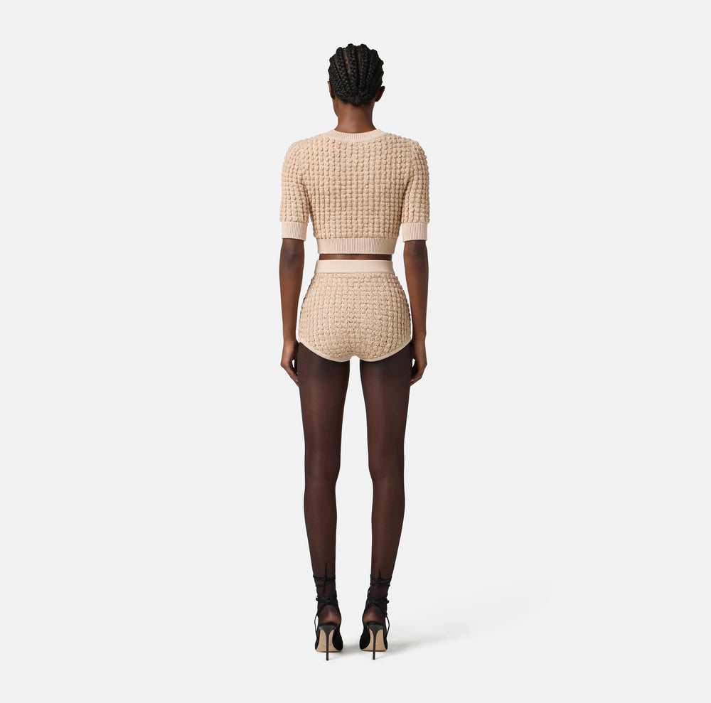 Top aus Bouclé mit Pailletten