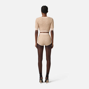 Top aus Bouclé mit Pailletten
