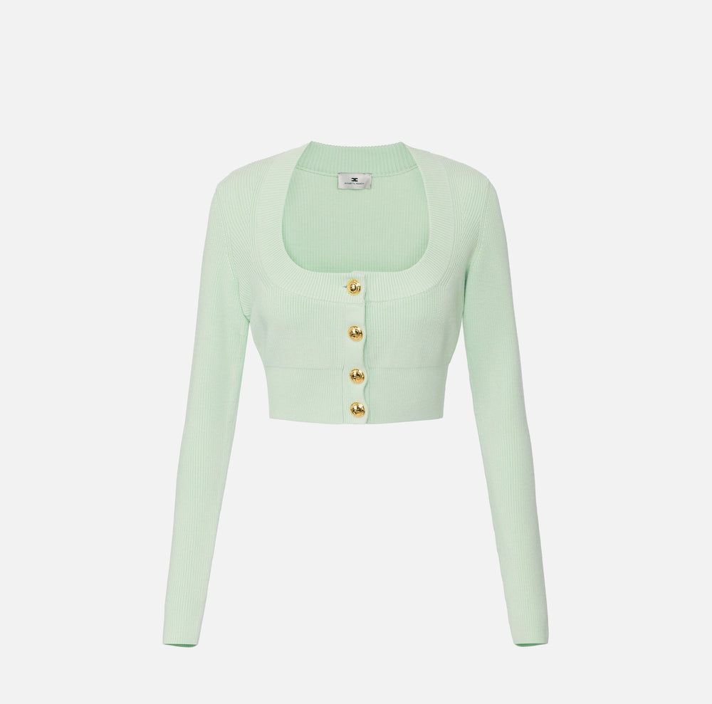 Cardigan aus Viskose mit goldfarbenen Knöpfen