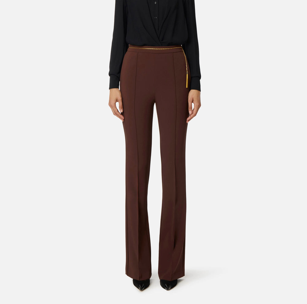Pantaloni in crêpe leggero con catena gioiello