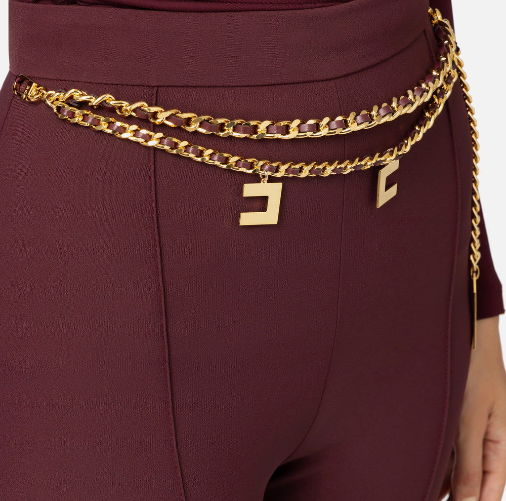 Palazzo-Hose aus Stretch-Crêpe mit Gürtel