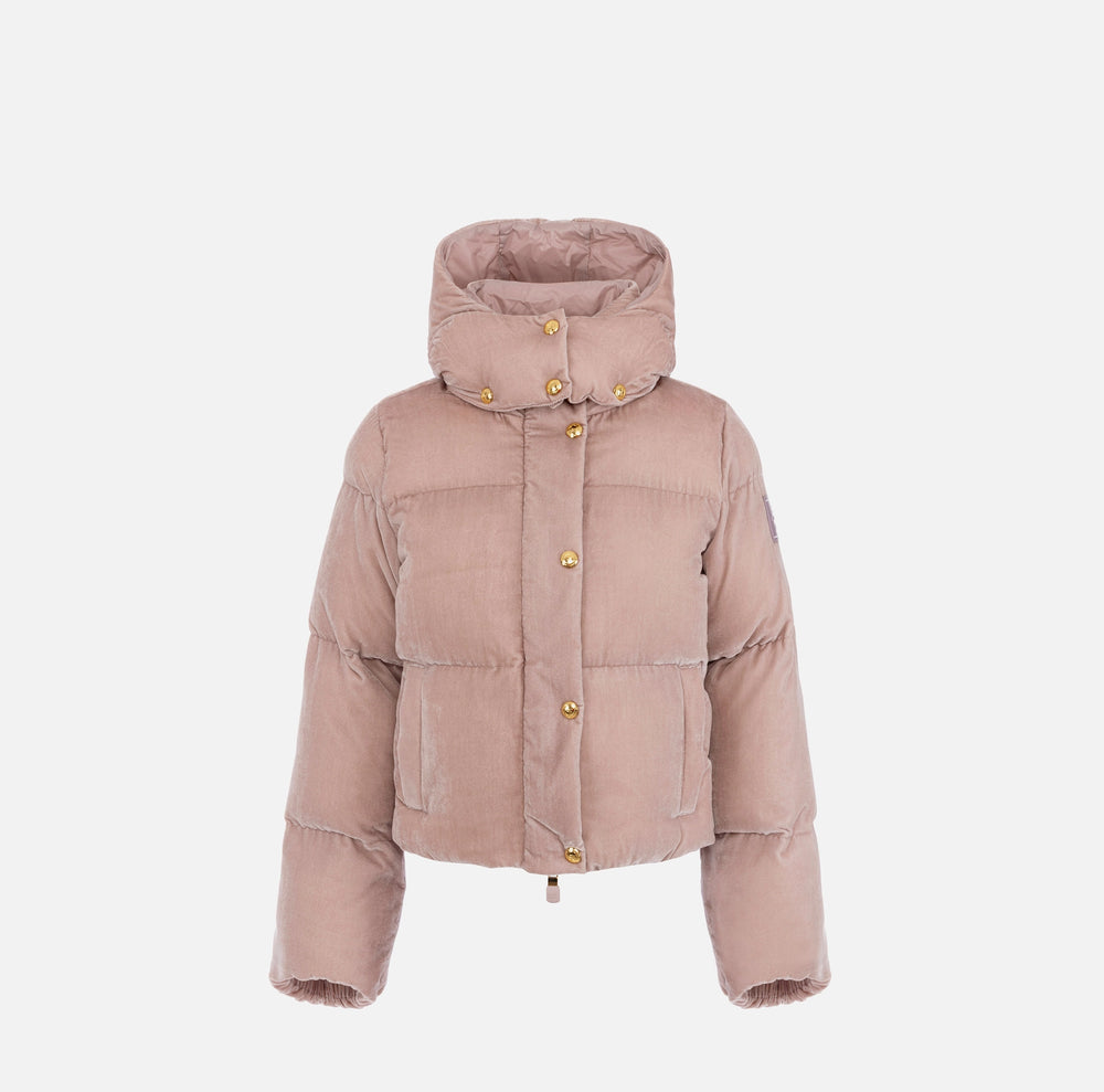 Steppjacke aus Samt mit Kapuze