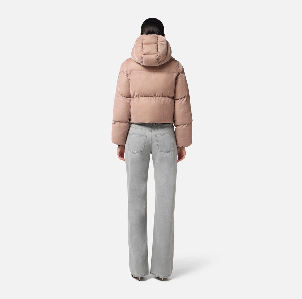 Steppjacke aus Samt mit Kapuze