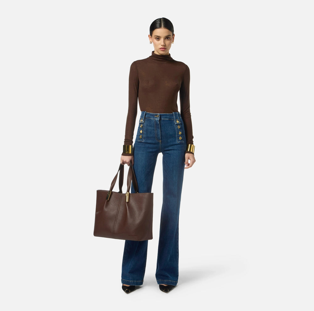 Palazzo-Jeans mit Knöpfen