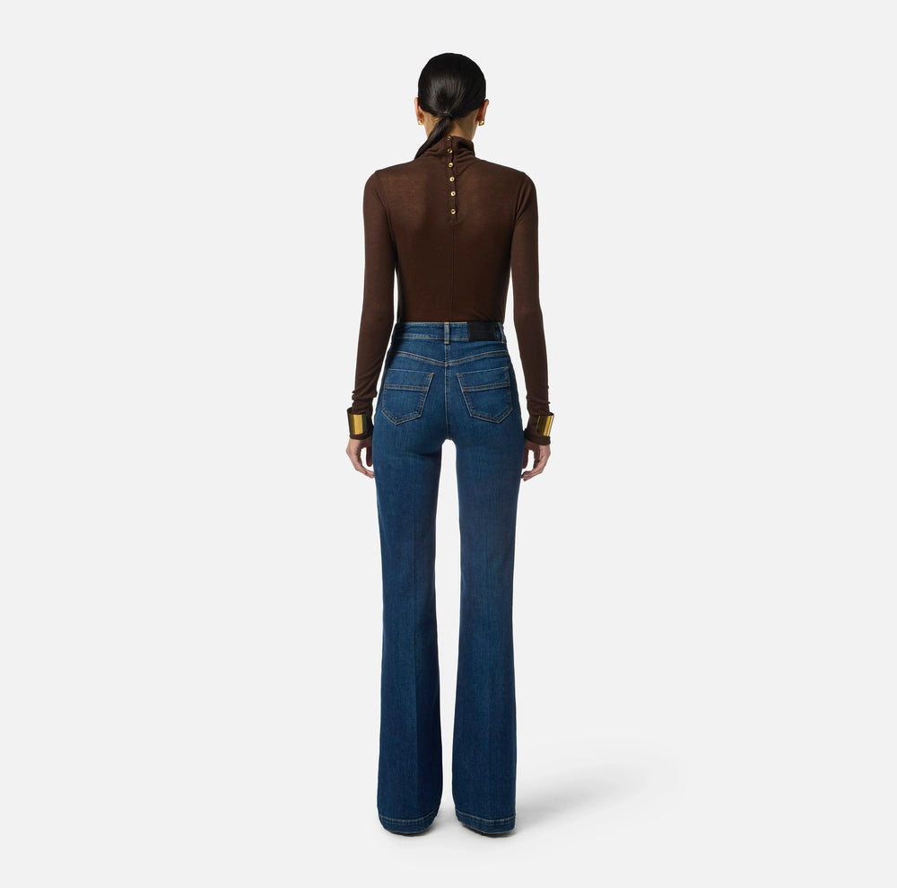 Palazzo-Jeans mit Knöpfen