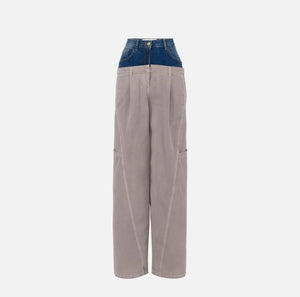 .Cargo-Hose aus Baumwolle mit Schößchen aus Denim