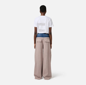 .Cargo-Hose aus Baumwolle mit Schößchen aus Denim