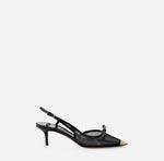 Slingback aus Nappaleder und Netzgewebe