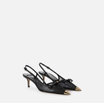 Slingback aus Nappaleder und Netzgewebe