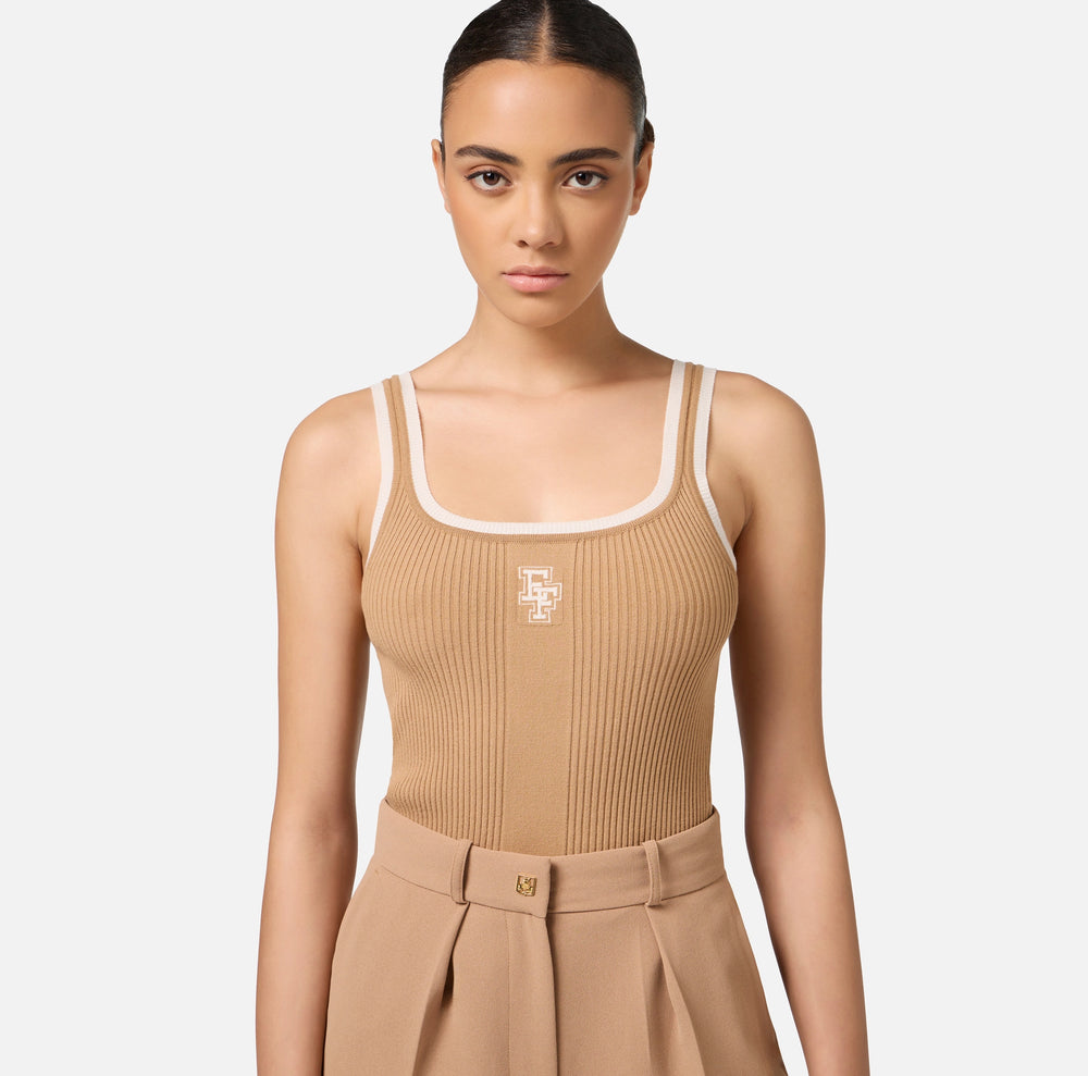 Top aus Viskose mit Logo im College-Stil