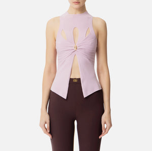 Top in Rippoptik mit Cut-outs