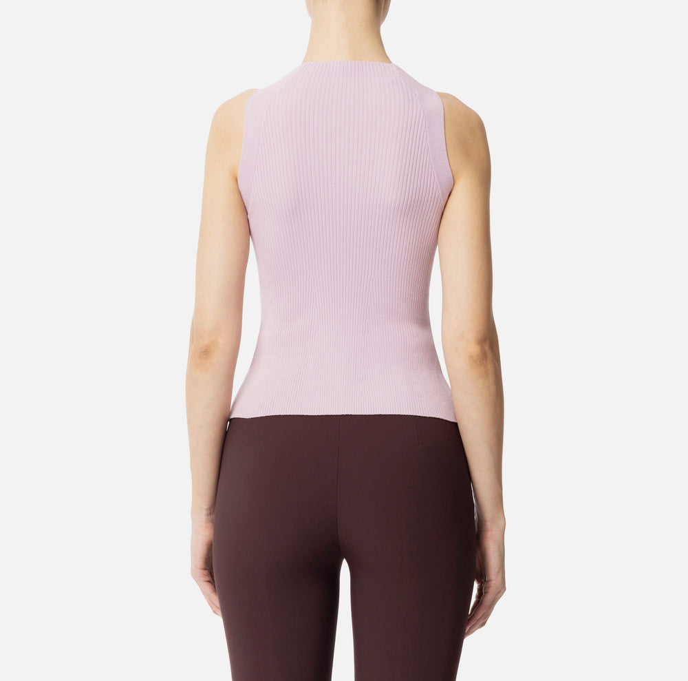 Top in Rippoptik mit Cut-outs