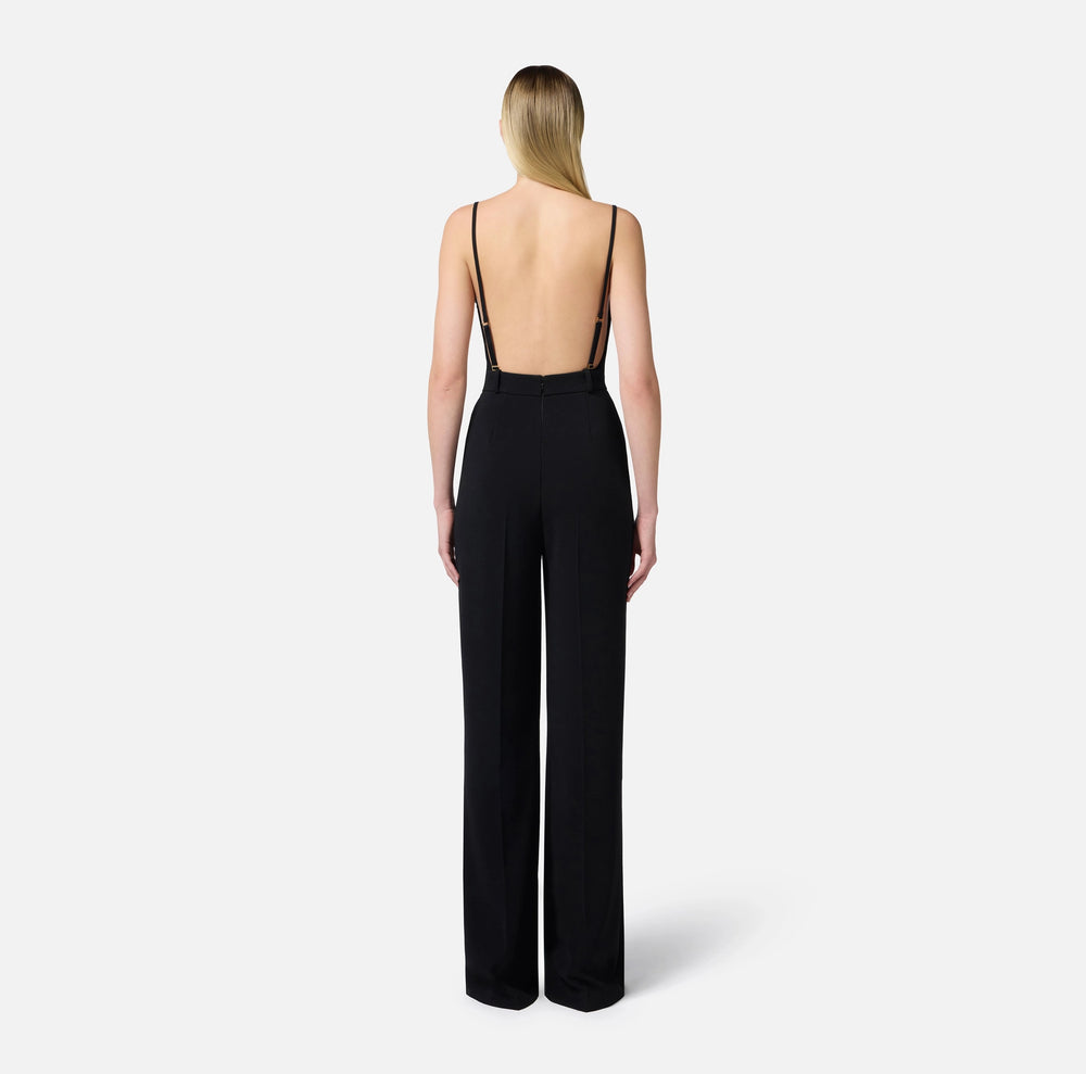 Jumpsuit aus leichtem Crêpe mit floralen Stickereien