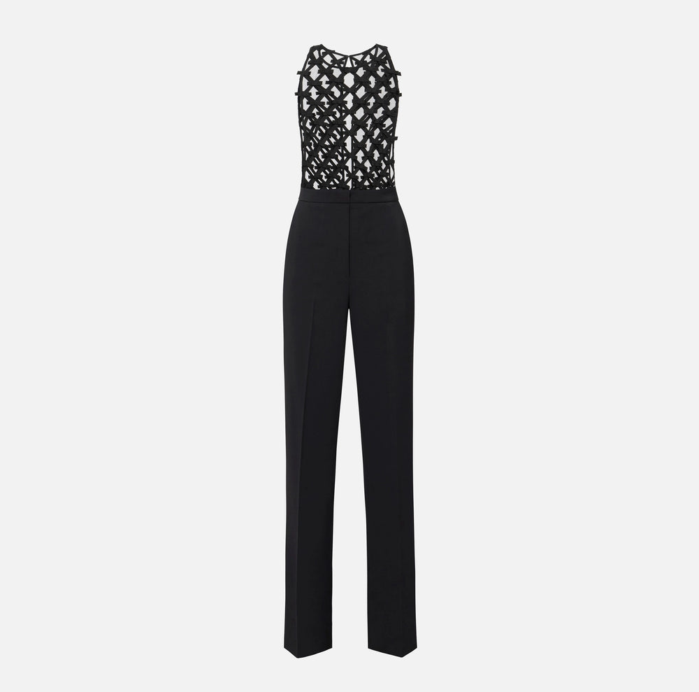 Jumpsuit aus leichtem Crêpe mit Schleifen