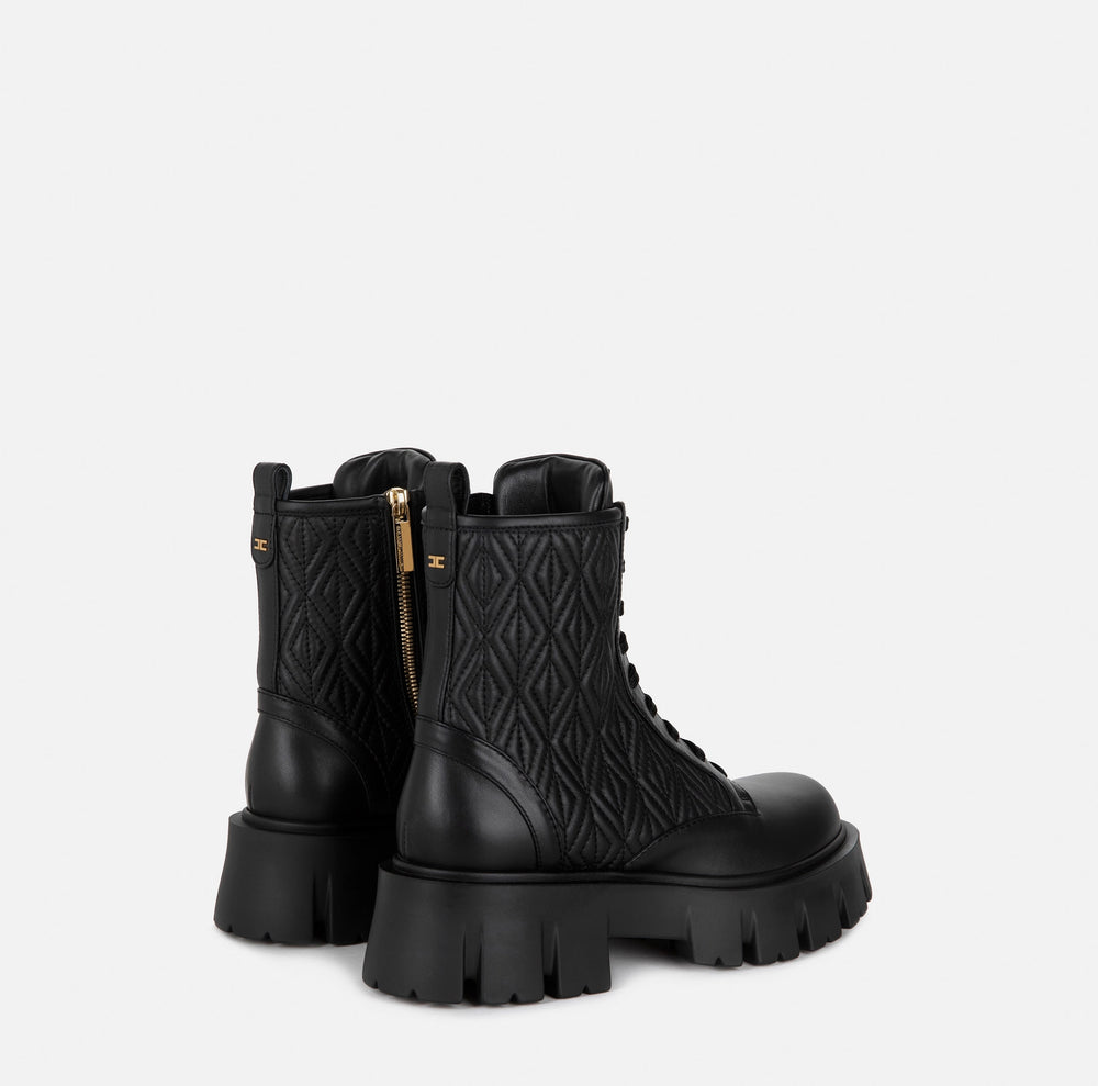 Biker-Boots aus Nappaleder mit Logo-Plakette