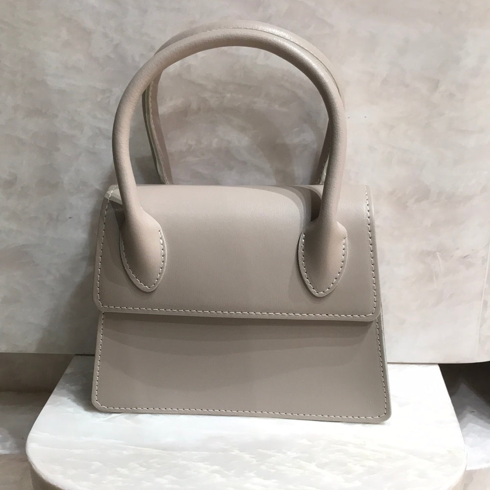 Kleine Echtleder Umhängetasche Taupe