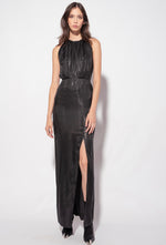 LANGES JACQUARDKLEID WET-LOOK
