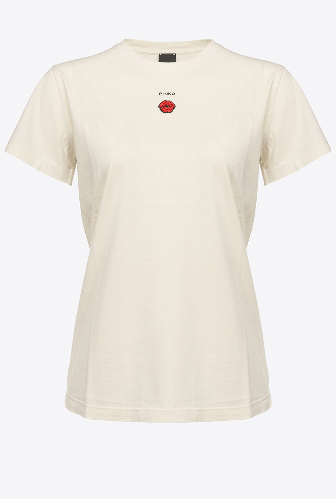 Basic T-Shirt mit Lippenprint