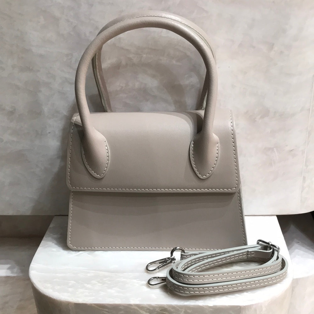 Kleine Echtleder Umhängetasche Taupe