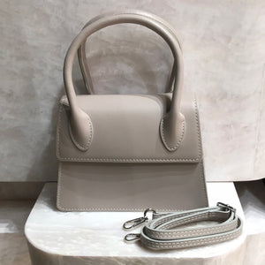 Kleine Echtleder Umhängetasche Taupe