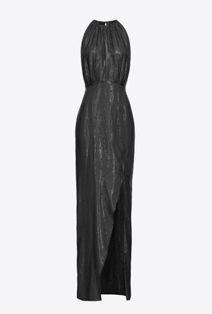LANGES JACQUARDKLEID WET-LOOK