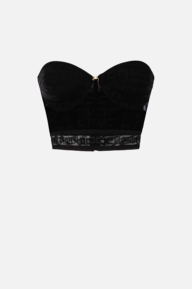 Bustier-Top aus Logo-Spitze