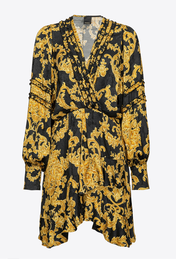 KURZES WICKELKLEID MIT DEKORATIVEM PRINT