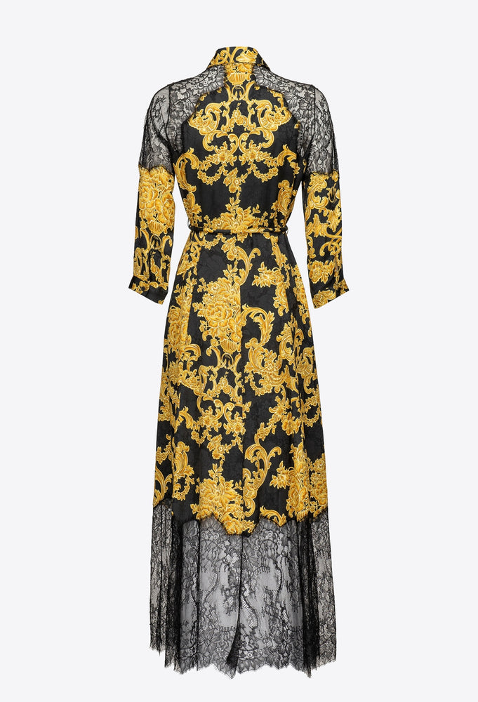 HEMDBLUSENKLEID IM DEKORATIVEN PRINT MIT SPITZE