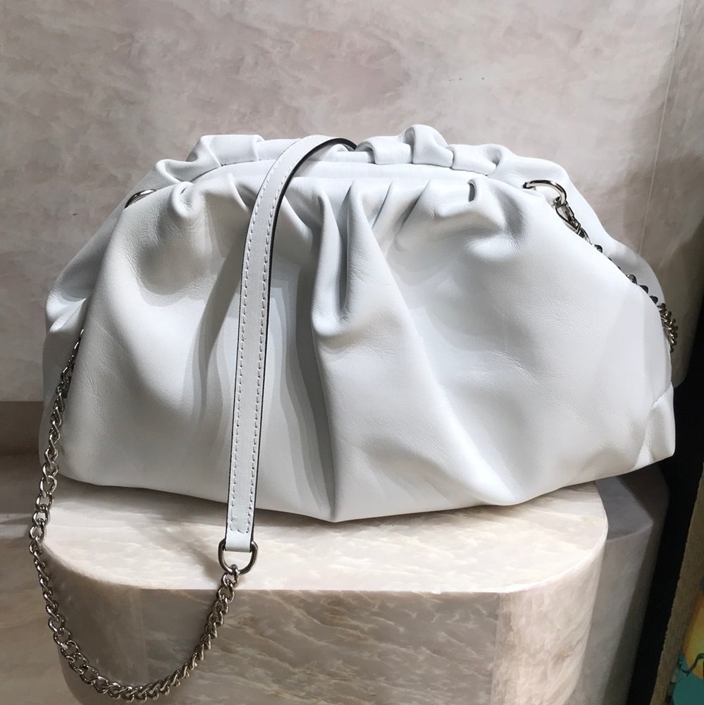 Mittlere Umhänge Tasche Echtleder Weiß