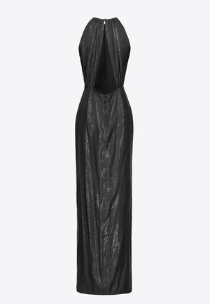 LANGES JACQUARDKLEID WET-LOOK